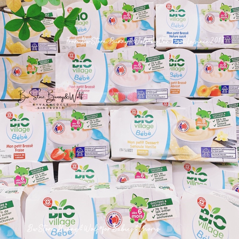 Sữa Chua - Váng Sữa Hữu Cơ Bio Village Bébé Pháp cho bé 6m+ [ BW Store ]