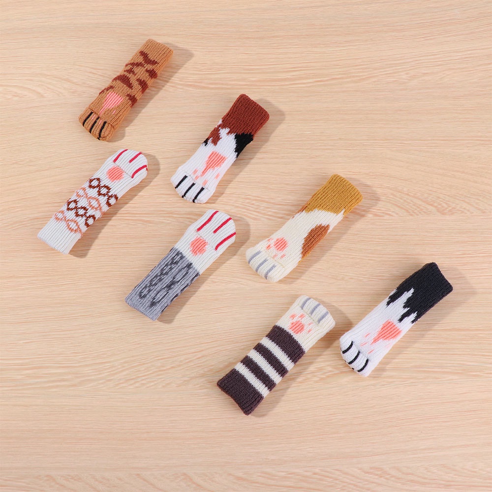 Set 4 bọc ghế đan len chống trượt hình chân mèo dễ thương