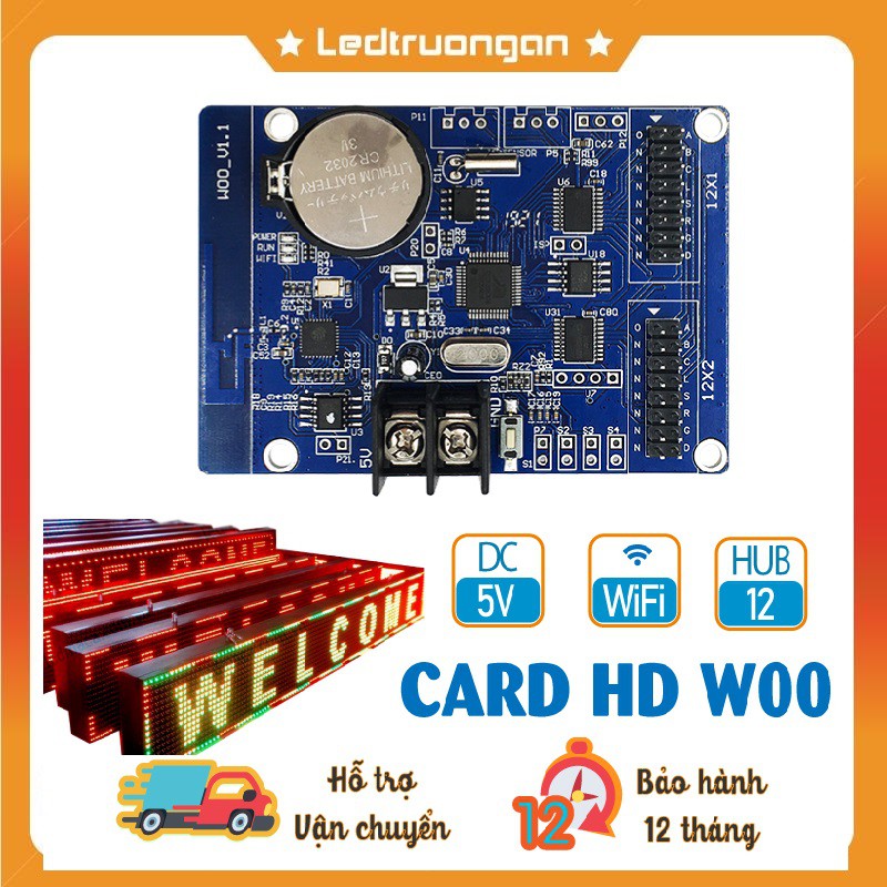 Mạch điều khiển HD W00 - card led ma trận 1 màu, 3 màu