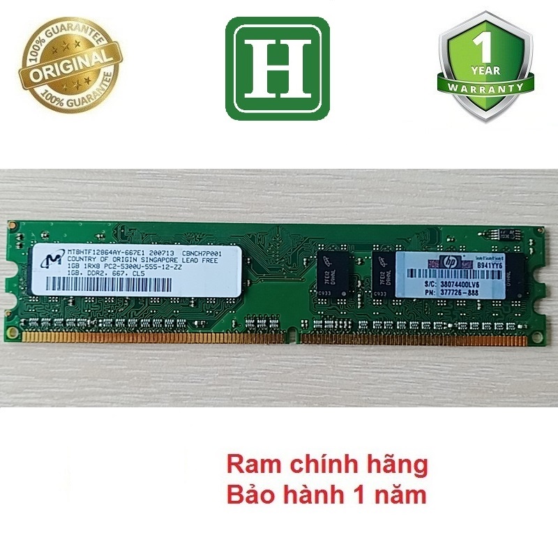 Ram PC ddr2 1GB bus 667/800, hàng tháo máy chính hãng, bảo hành 6 tháng