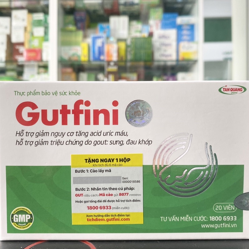 GUTFINI – Hỗ trợ giảm nguy cơ tăng acid uric máu, giảm triệu chứng do gout sưng, đau khớp