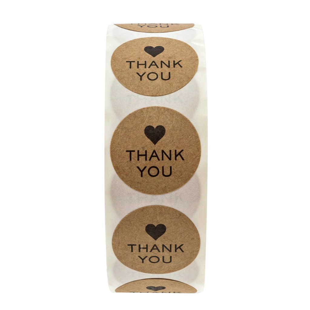 Cuộn 500 Nhãn Dán Thank You Bằng Giấy Kraft