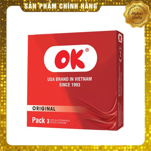 Bao cao su OK chính hãng chất lượng cao hộp 3 chiếc