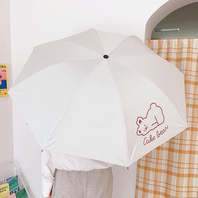 Dù Gấp Ba Khúc Họa Tiết Hoạt Hình Phong Cách Hàn Quốc