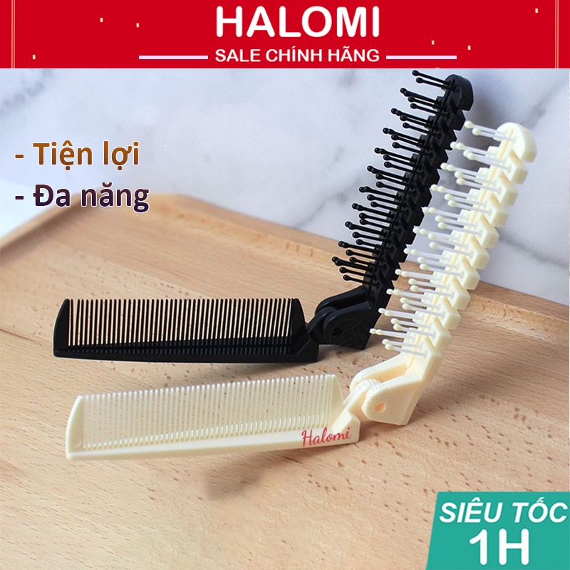 Lược nhựa gập 2 đầu đa năng tiện lợi gấp gọn Halomi