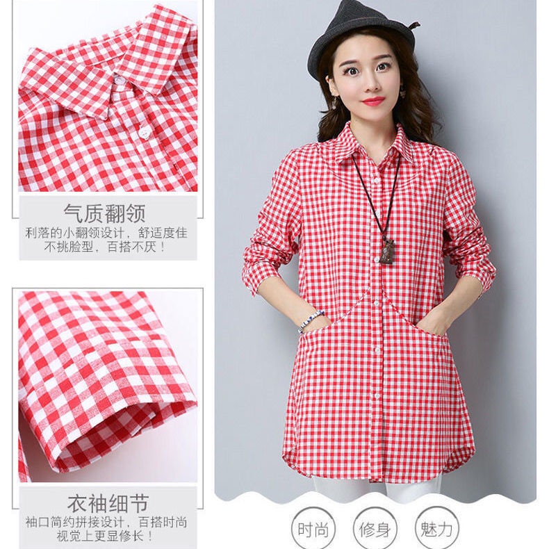 Áo Sơ Mi Caro Tay Dài Plus Size Cho Nữ