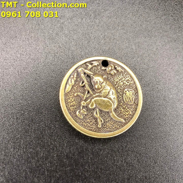 Mặt Đồng Xu Đồng Hình Con Khỉ; Đường kính của đồng xu là 3cm; Màu: đồng-TMT Collection-SP002438