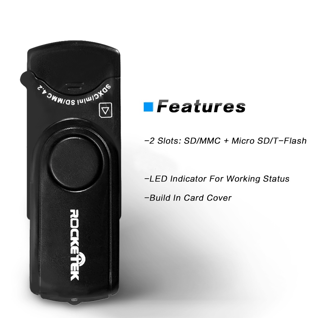 Đầu Đọc Thẻ Nhớ Rocketek USB 3.0 OTG Type c Cho SD / TF Micro SD Máy Tính laptop