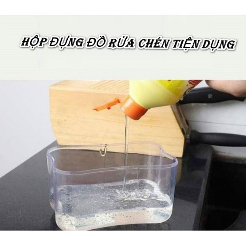 Hộp đựng xà bông miếng rửa chén - dụng cụ tự động khay nhựa lấy xà phòng rửa bát