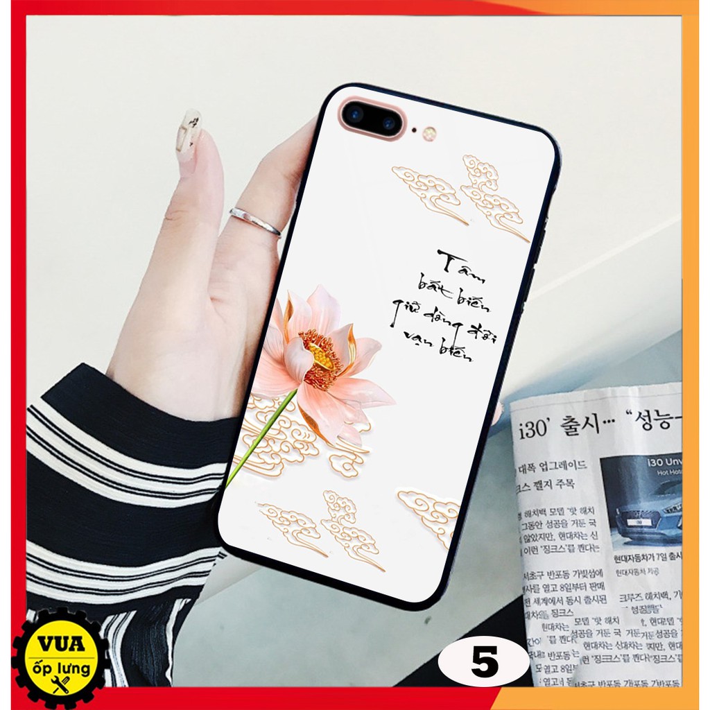 Ốp lưng kính in Hoa Sen Vàng 3D cho dòng điện thoại iPhone 6 Plus - iPhone 6s Plus - iPhone 7 Plus - iPhone 8 Plus đẹp