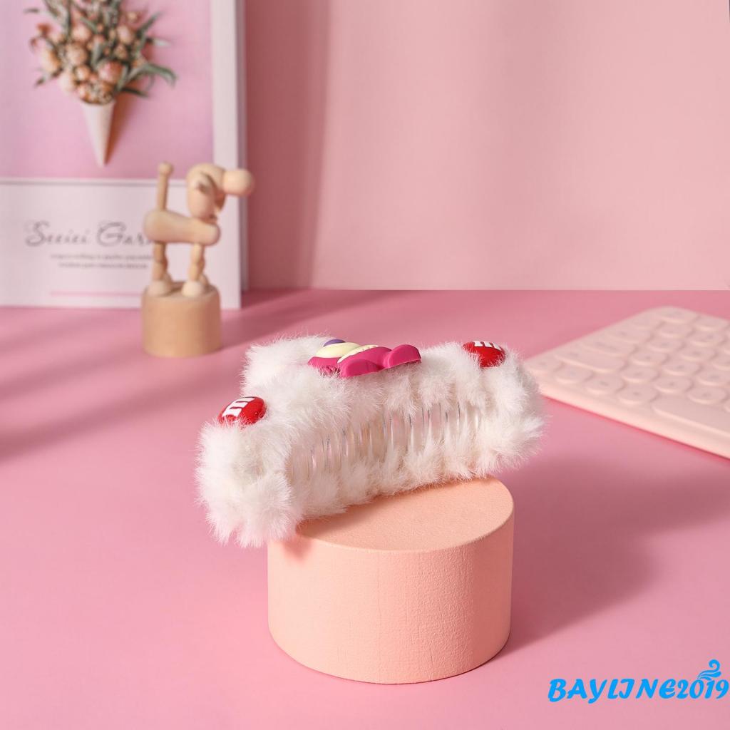 BAY-Kẹp tóc hỗ trợ rửa mặt vải lông họa tiết gấu hoạt hình dễ thương dành cho nữ rửa mặt
