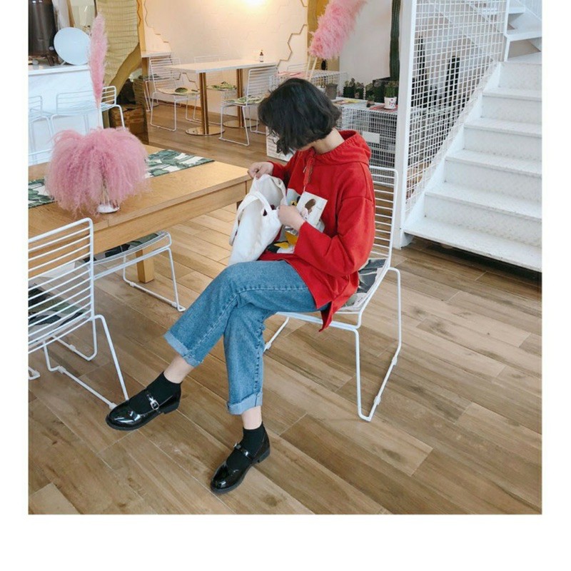 Giày nữ vintage đế bằng màu đen da mềm siêu êm | BigBuy360 - bigbuy360.vn