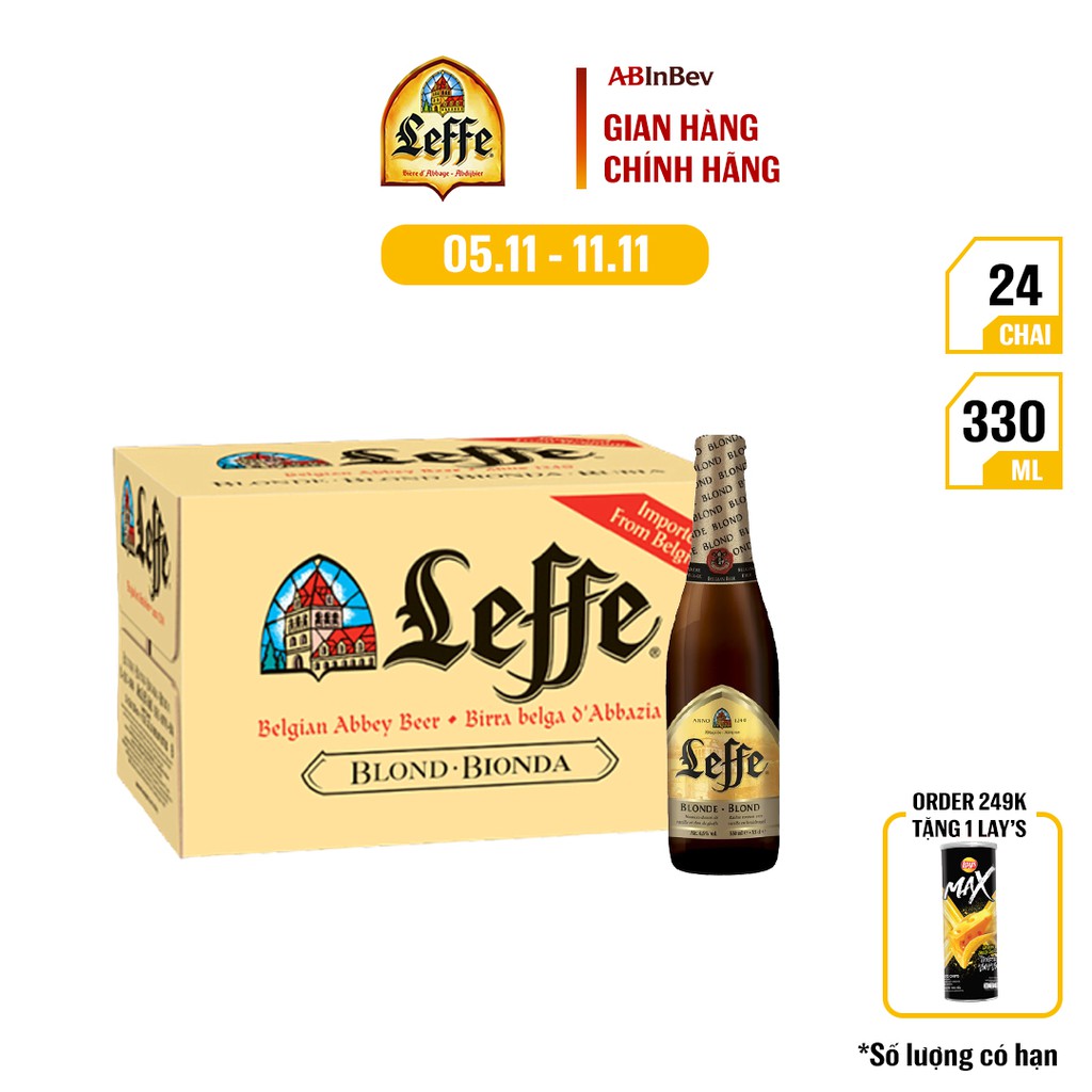 Thùng 24 Chai Leffe Blonde (Leffe Vàng) - Bia Nhập Khẩu