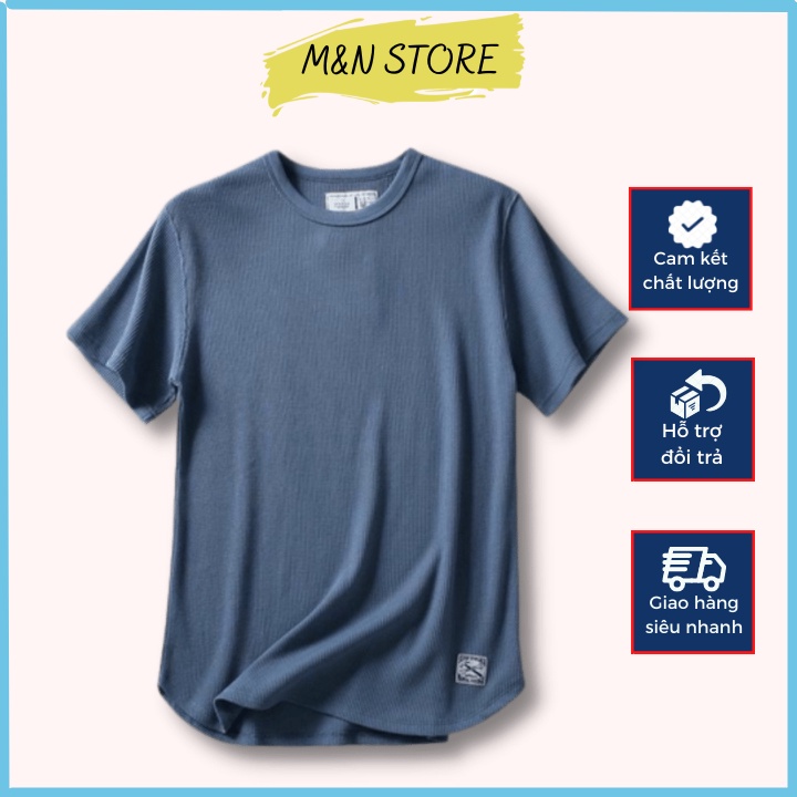 Áo phông nam cổ tròn cộc tay chất liệu cotton tổ ong mềm mịn co giãn