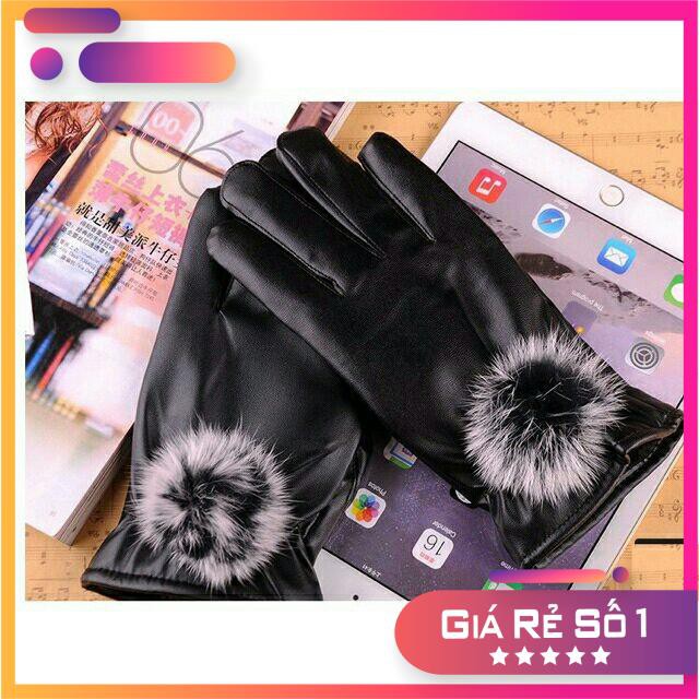 [ SIÊU KHUYẾN MẠI ] Găng tay da UNISEX cảm ứng điện thoại lót lông cao cấp.