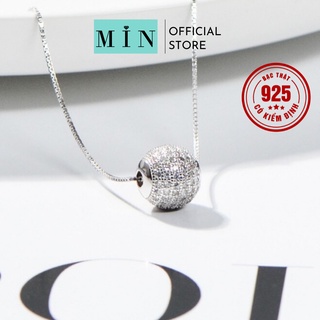 Dây chuyền nữ bạc 925 - Vòng cổ bạc nữ đẹp đính đá trái châu MIN lấp lánh