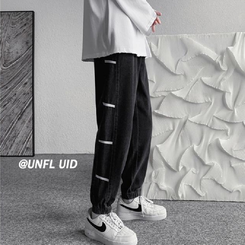 Quần jean dài dáng rộng kẻ sọc phong cách Nhật Bản chất lượng cao size S-3XL cho nam