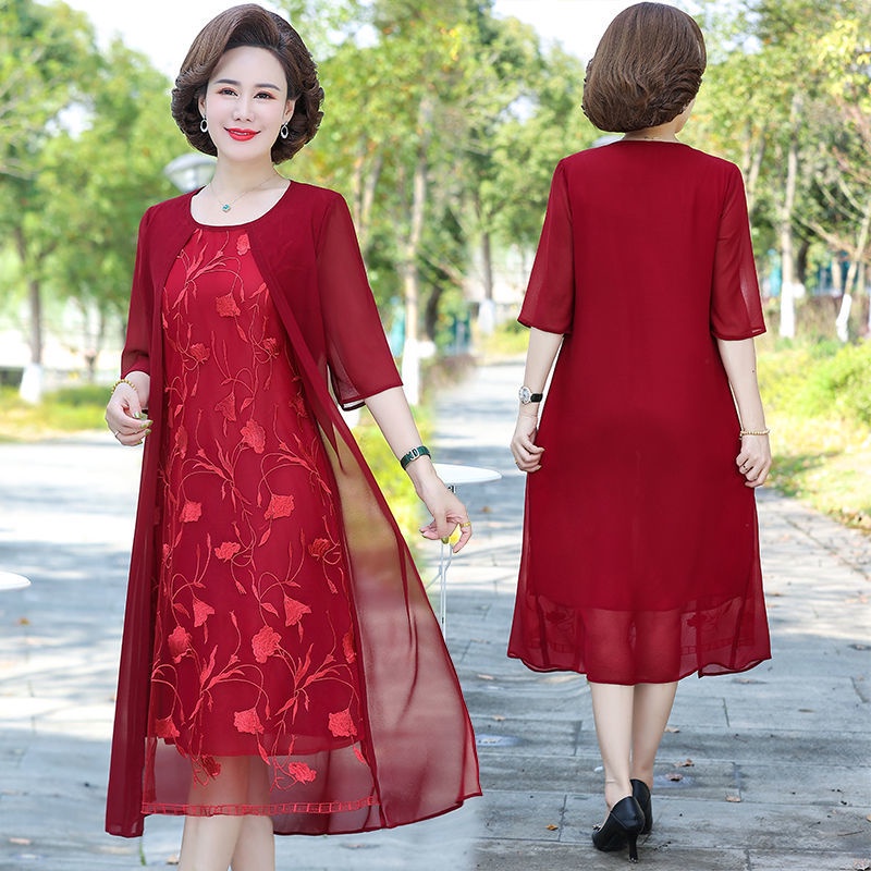 Đầm Chiffon Thiết Kế Mới Cao Cấp Thời Trang Mùa Hè Dành Cho Phụ Nữ Trung Niên đầm nữ trung niên sang trọng váy nữ trung niên cho mẹ váy trung niên cho mẹ sang trọng bigsize nữ set bigsize nữ  quần áo trung niên cho mẹ
