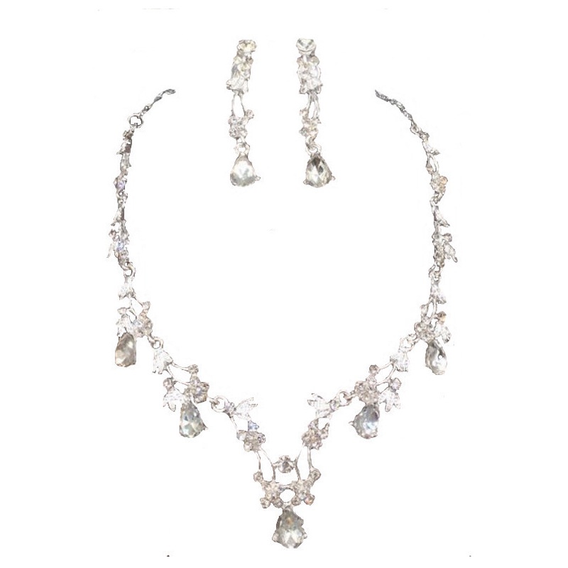 Bộ Vòng cổ + Bông Tai Đính Đá Đơn Giản Ngọt Ngào Thời Trang Hàn Quốc