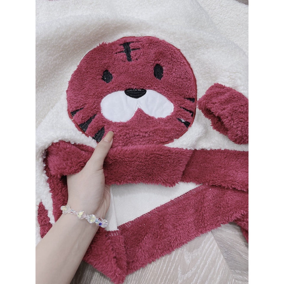 Bộ Lông Cừu Tiger Hổ Đỏ Xinh Xắn Nam Nữ Unisex Dáng Rộng Uzzlang Form Rộng