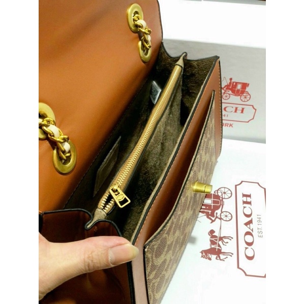 Túi xách Coach Fullbox, logo mã check size 25cm