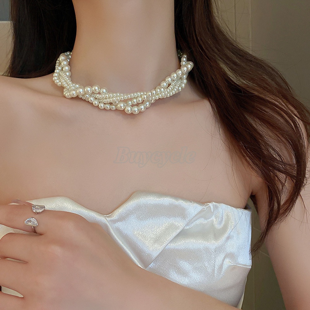 Vòng cổ Nhiều Lớp Đính Ngọc Trai Thời Trang