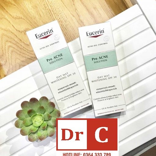 Kem Dưỡng Trắng Da⚜️Chính Hãng⚜️ Kem Dưỡng Trắng Da Giảm Mụn Eucerin Pro Acne Day Mat Whitening SPF30 50ml