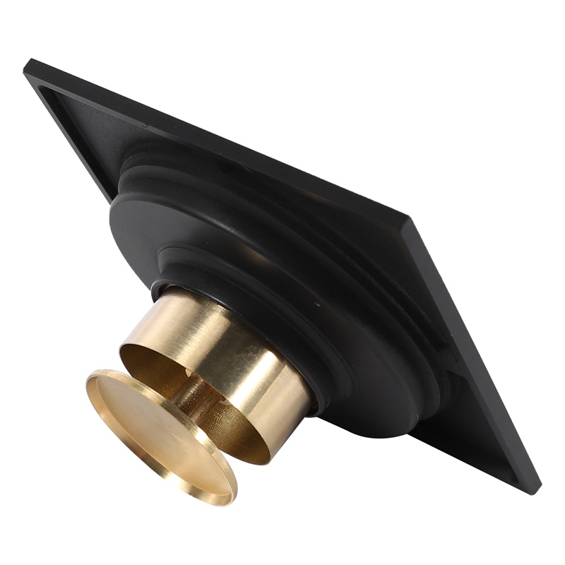 Nắp Cống Thoát Nước Sàn Nhà Hình Vuông 4 Inch Bằng Đồng Thau Chống Tắc Nghẽn Và Mùi Hôi Kèm Lưới Lọc Tóc Màu Đen Nhám