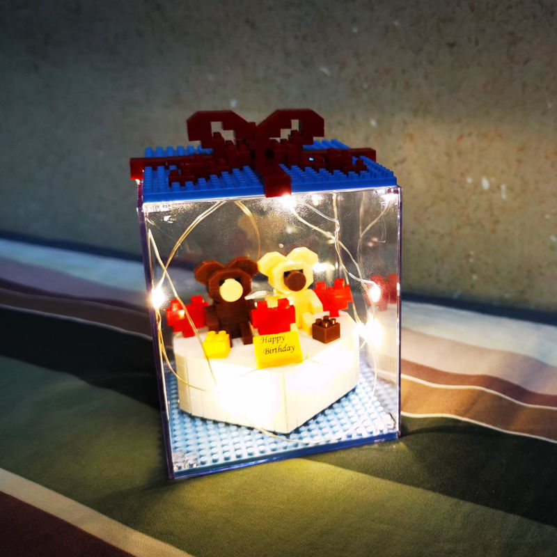 Khối sáng tạo bánh sinh nhật xây dựng đồ chơi lắp ráp thu nhỏ đồ chơi khối xây dựng