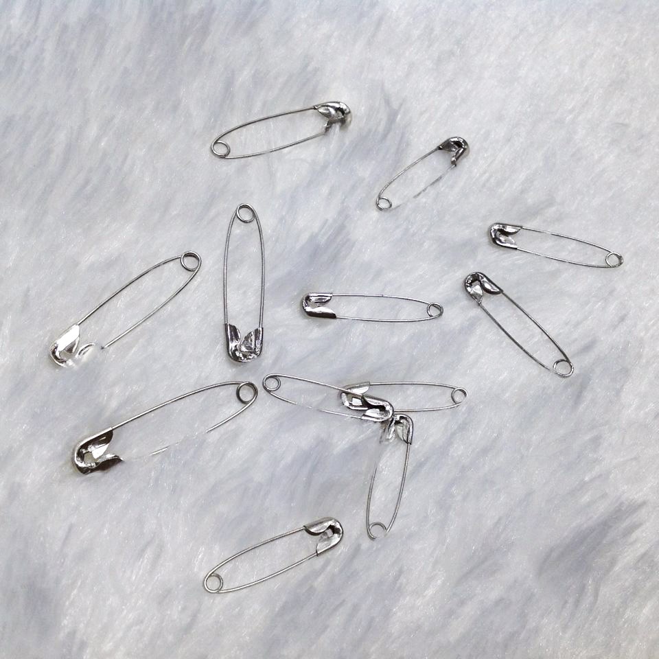 Bộ kim tây k im loại 12 cây móc cài ghim băng dùng gài quần áo trang phục phụ kiện