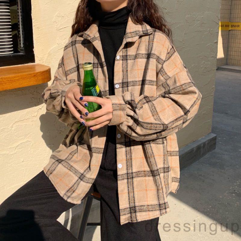 Áo Sơ Mi Tay Dài Họa Tiết Sọc Caro Màu Sắc Dành Cho Nữ