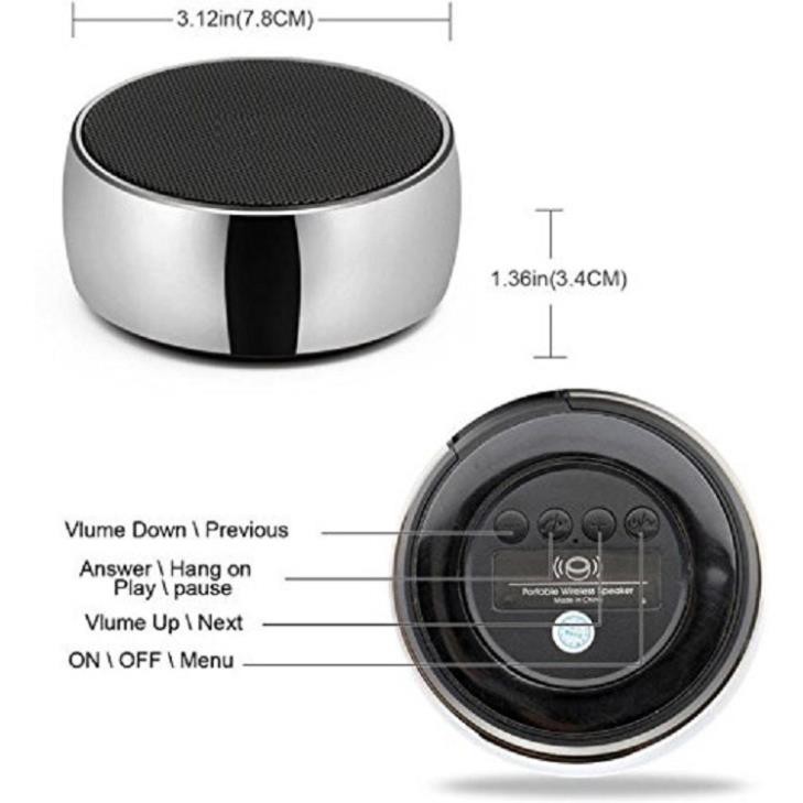 Loa Bluetooth, Loa Cầm Tay Mini Vỏ Kim Loại Âm Bass Cực Hay Nghe Nhạc Cực Đã Hỗ Trợ Kết Nối Thẻ Nhớ Tf Và Cổng 3.5