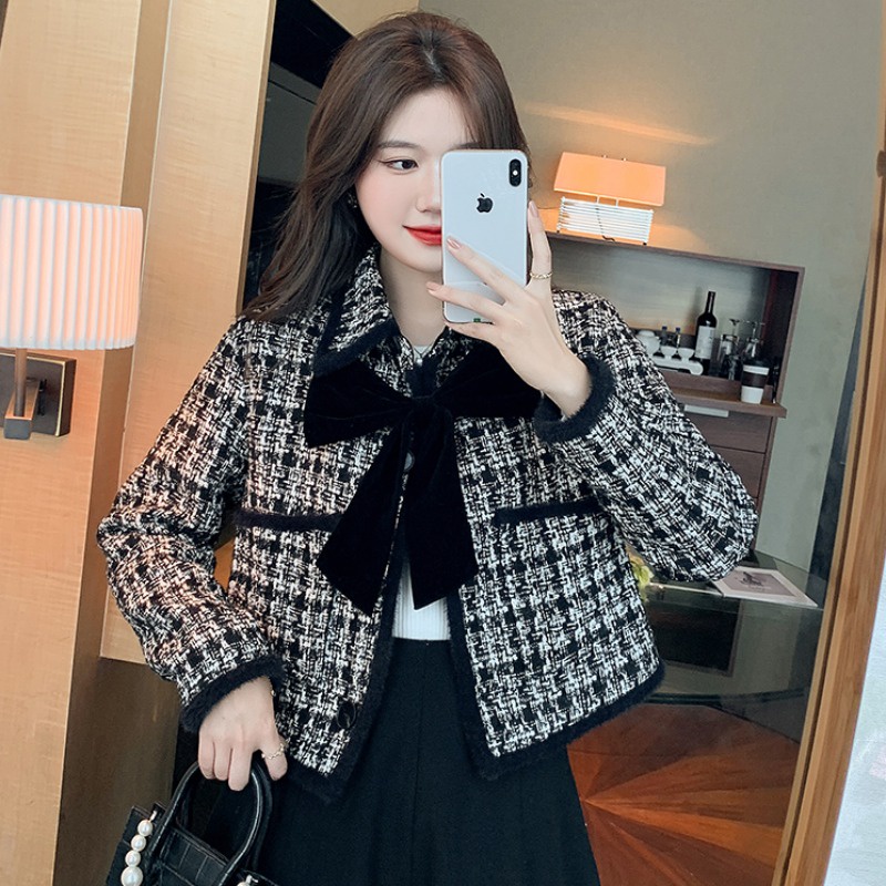 (Hàng dày Đẹp)Áo dạ tweed thu đông thắt nơ thời thượng phong cách Hàn Quốc-HC922.Ảnh thật 6 hình cuối