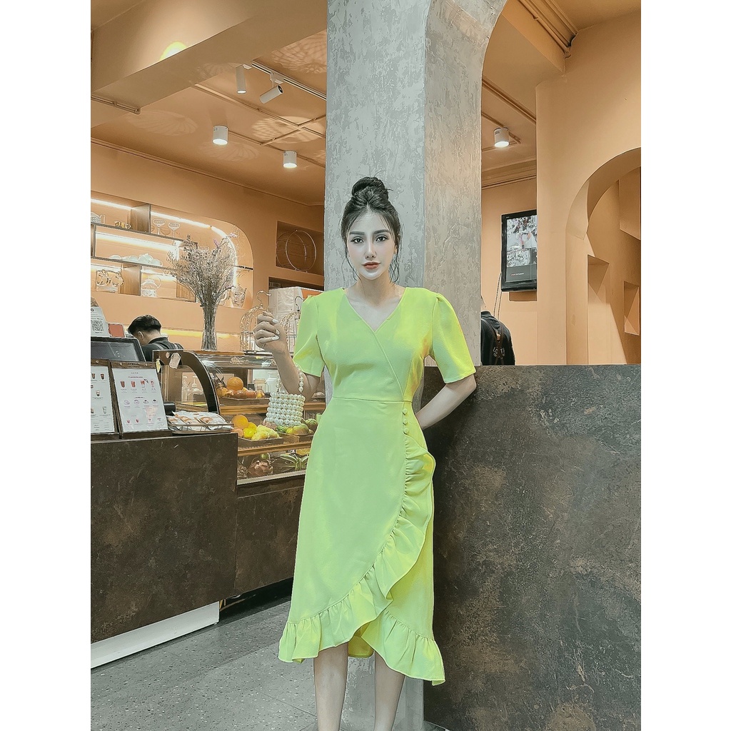 ĐẦM THIẾT KẾ ĐẮP CHÉO PHỐI BÈO KHÁNH LINH –M018