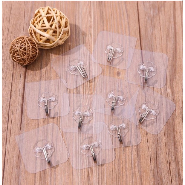 Combo Móc Dán Tường Trong Suốt, Cho Nhà Cửa Gọn Gàng