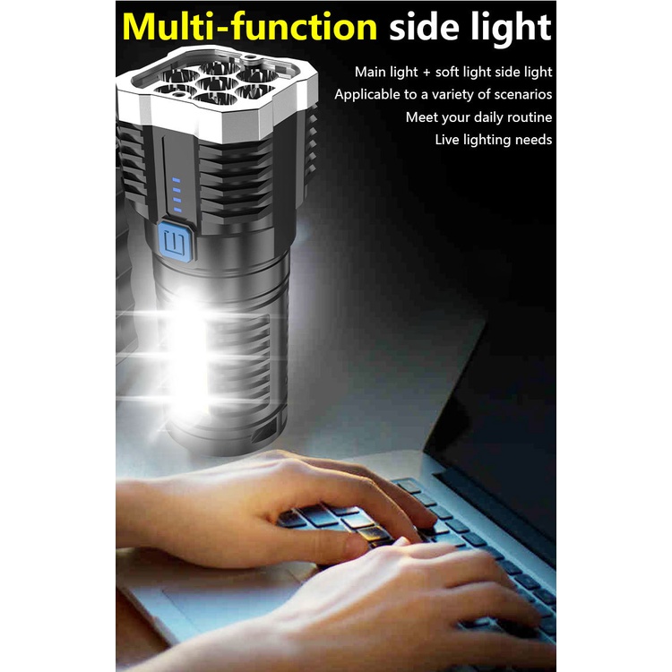 Đèn led cob TOOPRE 7 bóng siêu sáng có thể sạc lại bằng cổng usb dành cho xe đạp