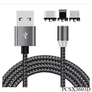 Cáp sạc nam châm 3 đầu bọc dù