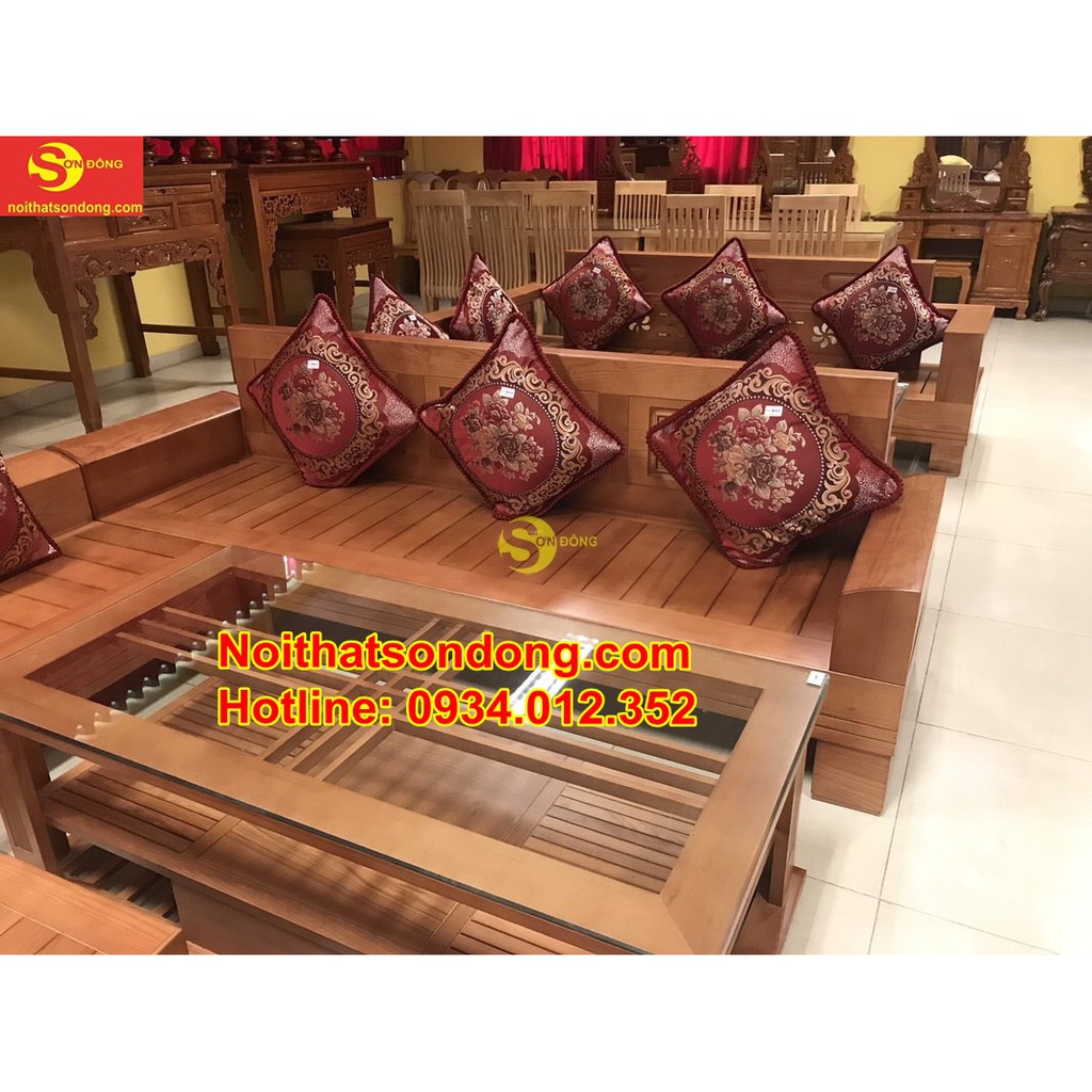 Bộ sofa góc triện gỗ sồi nga 5 món SFG008