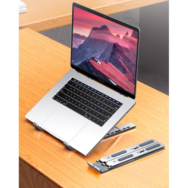 Kệ Đỡ Laptop Stand Hợp Kim Nhôm Gấp Gọn Để Bàn Tản Nhiệt Macbook Cao Cấp Có Thể Điều Chỉnh Đa Năng Chắc Chắn LS501