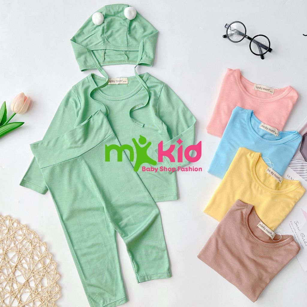 Bộ Minky Mom Cho Bé 💖 Bộ Mũ Tai Thỏ Minky Mom Cho BéTrai Bé Gái - Chất Thun Lạnh Cao Cấp Siêu Mềm Mịn Mát