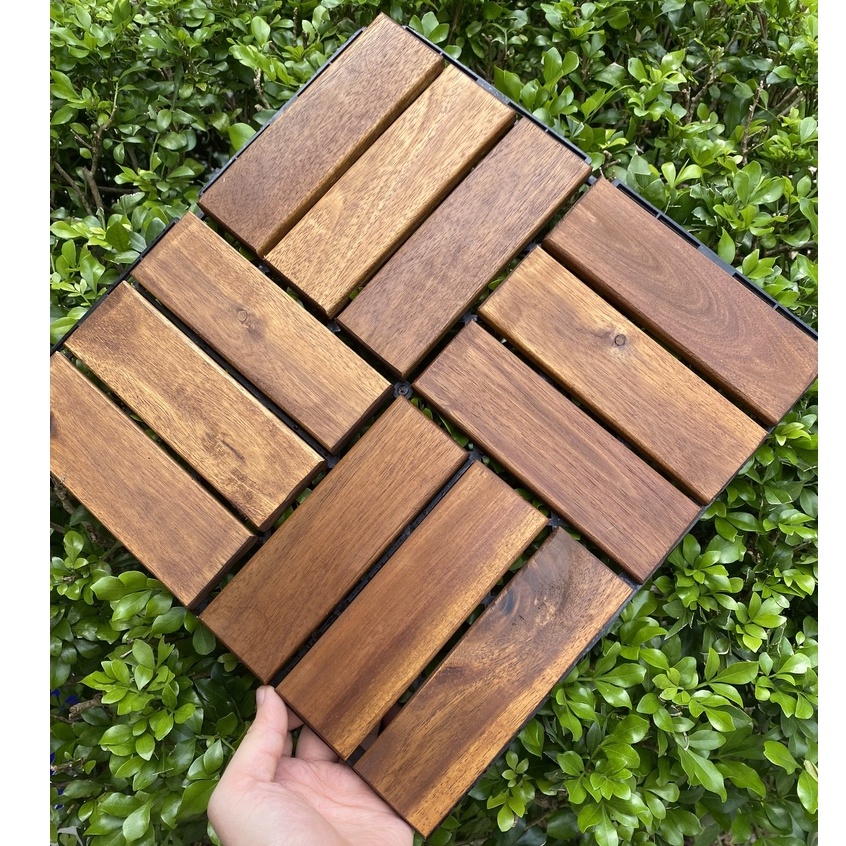 Sàn gỗ lót nền ban công 12 nan vỉ nhựa Dày 2cm - Sàn gỗ lót nền- Sàn gỗ ban công sân vườn - Tấm lót nền vỉ nhựa cao cấp