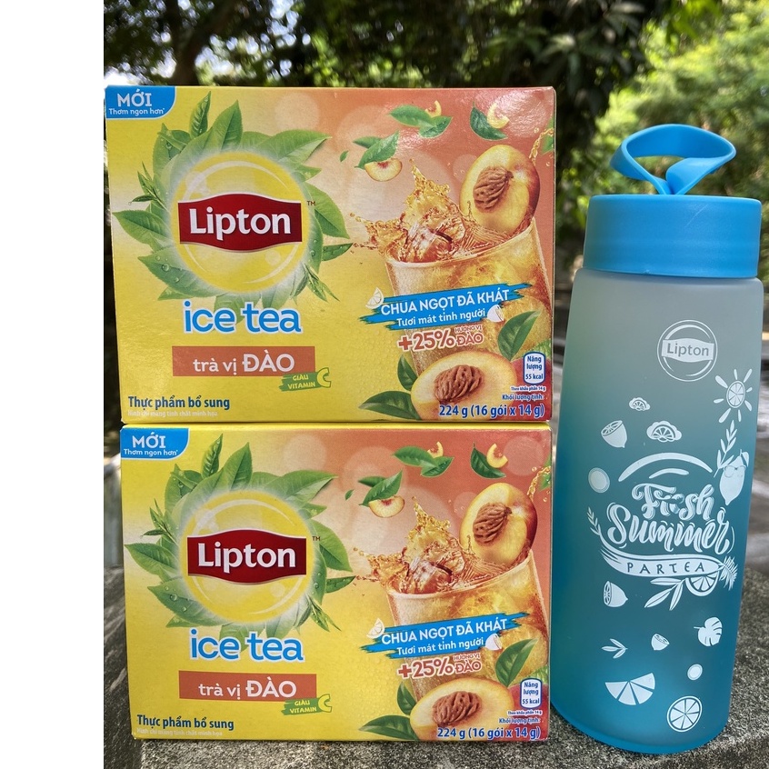 COMBO 2 HỘP TRÀ LIPTON Ice Tea ĐÀO 224g x 16goi x 14g quà tặng