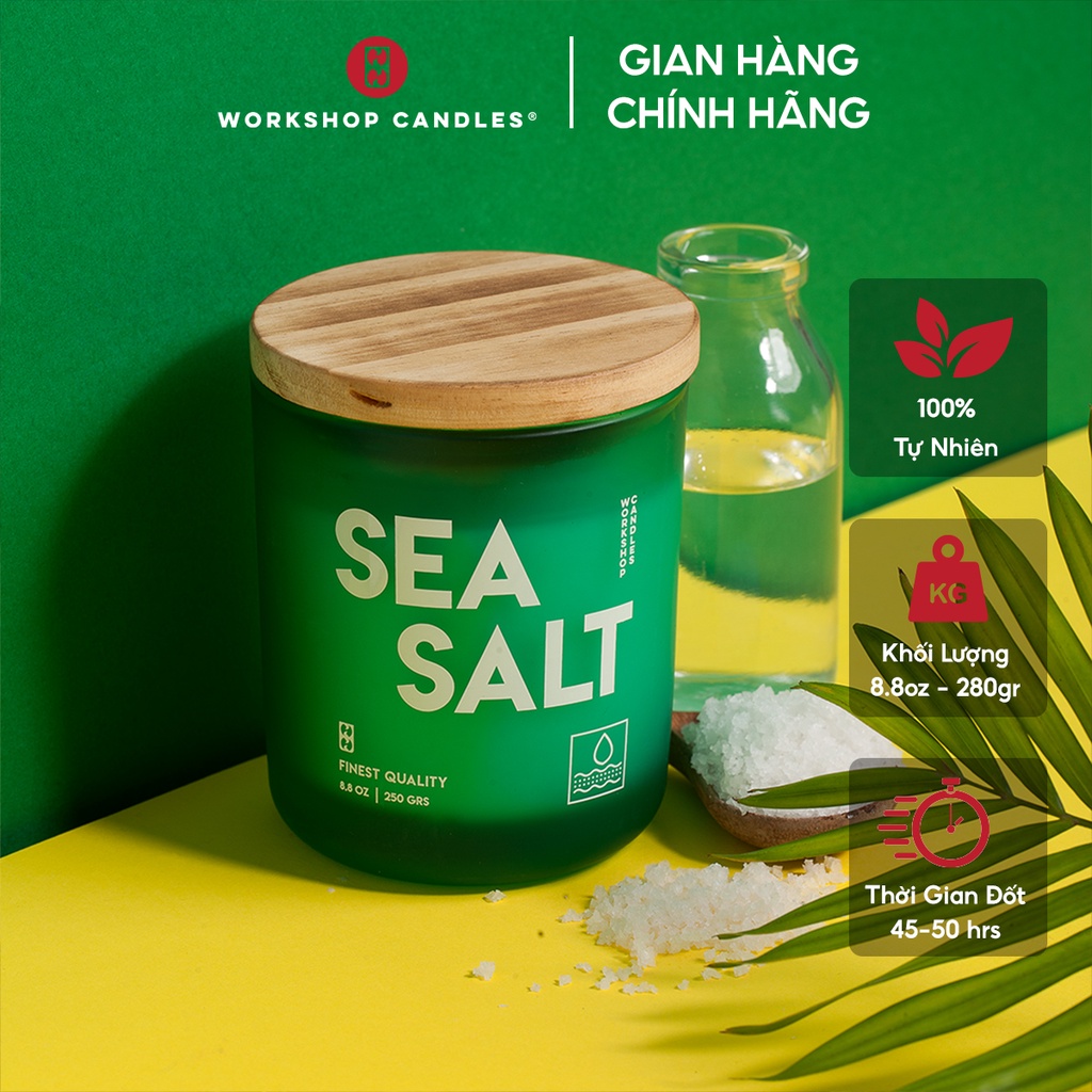 [Mã BMBAU50 giảm 10% đơn 99k] Nến thơm Sea Salt Workshop Candles H&amp;H Home 8.8 oz hương muối biển mát mẻ