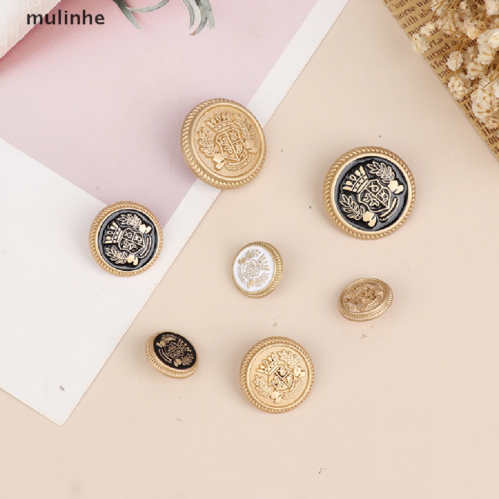 Set 10 Nút Áo Khoác Họa Tiết Vương Miện Phong Cách Anh Quốc