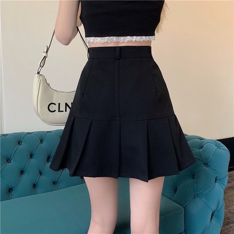 Chân váy đuôi cá lưng cao xếp ly phong cách thời trang nữ