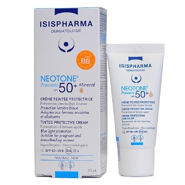 Isispharma Neotone Prevent SPF 50+ Light Tint (30 ml): Kem chống nắng, mờ nám, sáng da và che khuyết điểm.