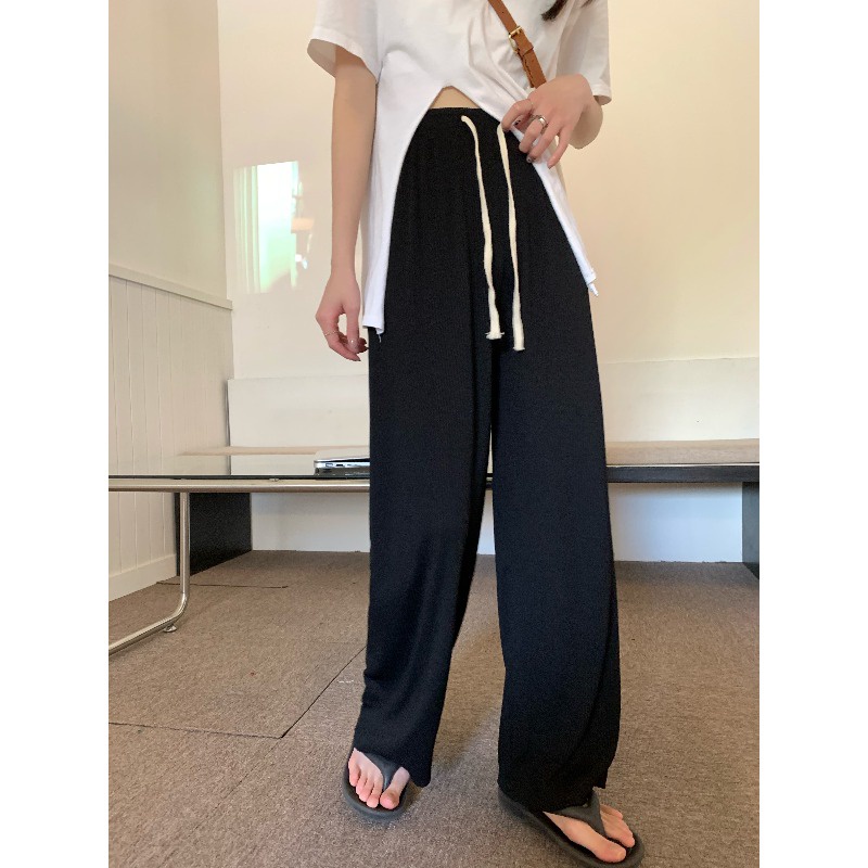 Quần ống rộng Lưng Cao Co Giãn Thời Trang Mùa Hè Phong Cách Hàn Quốc Cho Nữ