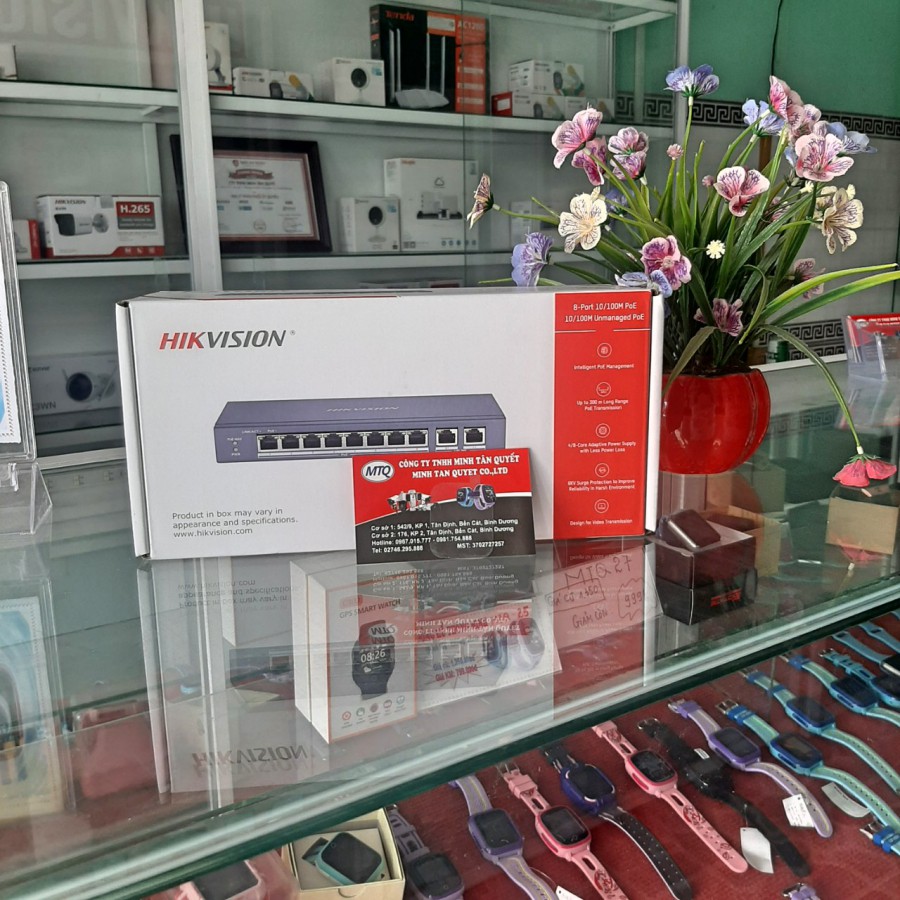 Switch mạng 8 cổng PoE Hikvision DS-3E0310P-E/M 2 cổng uplink 10/100 Mbps chính hãng
