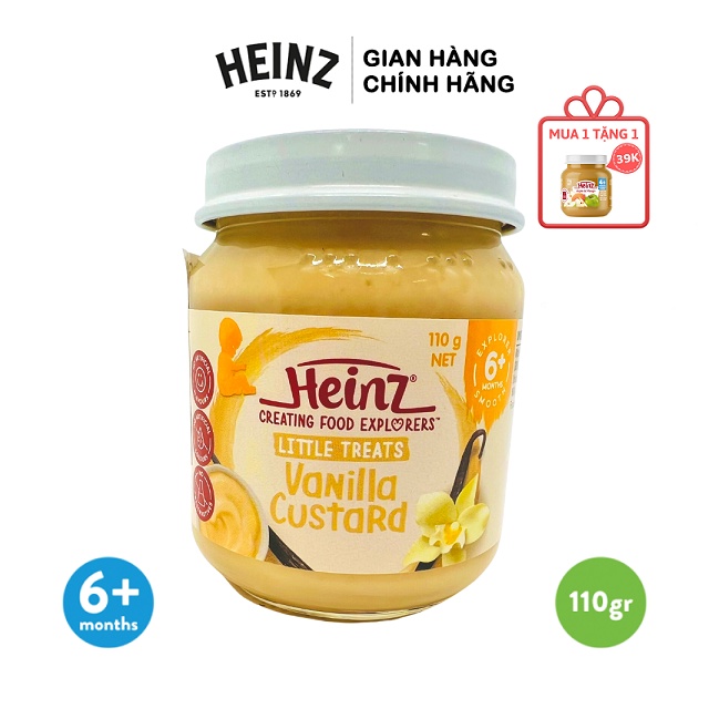 Dinh Dưỡng Đóng Lọ Custard Vani HEINZ 110g (Date 2023) + Tặng 1 Hũ Táo Xoài 110g (Date T07/2022)