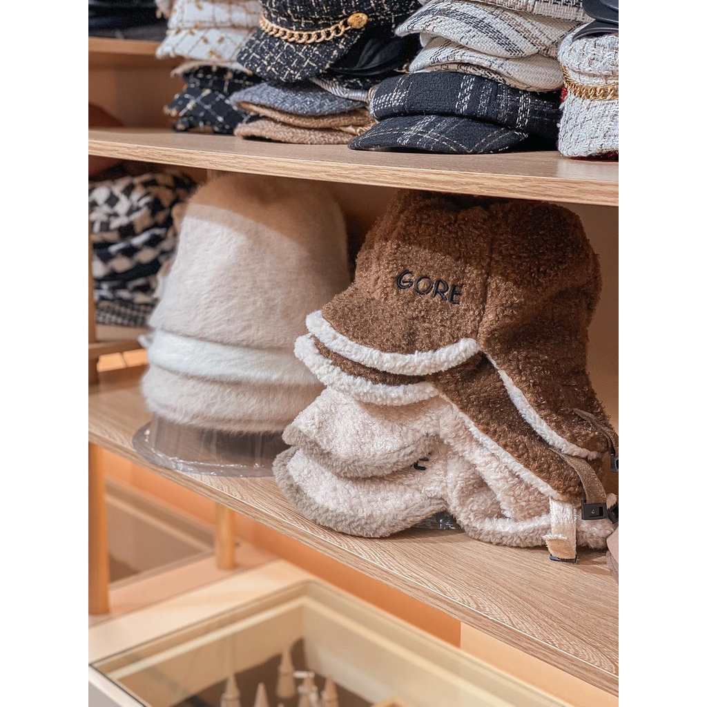 Mũ lông chữ GORE dây cài xinh xắn leuleu.accessorize